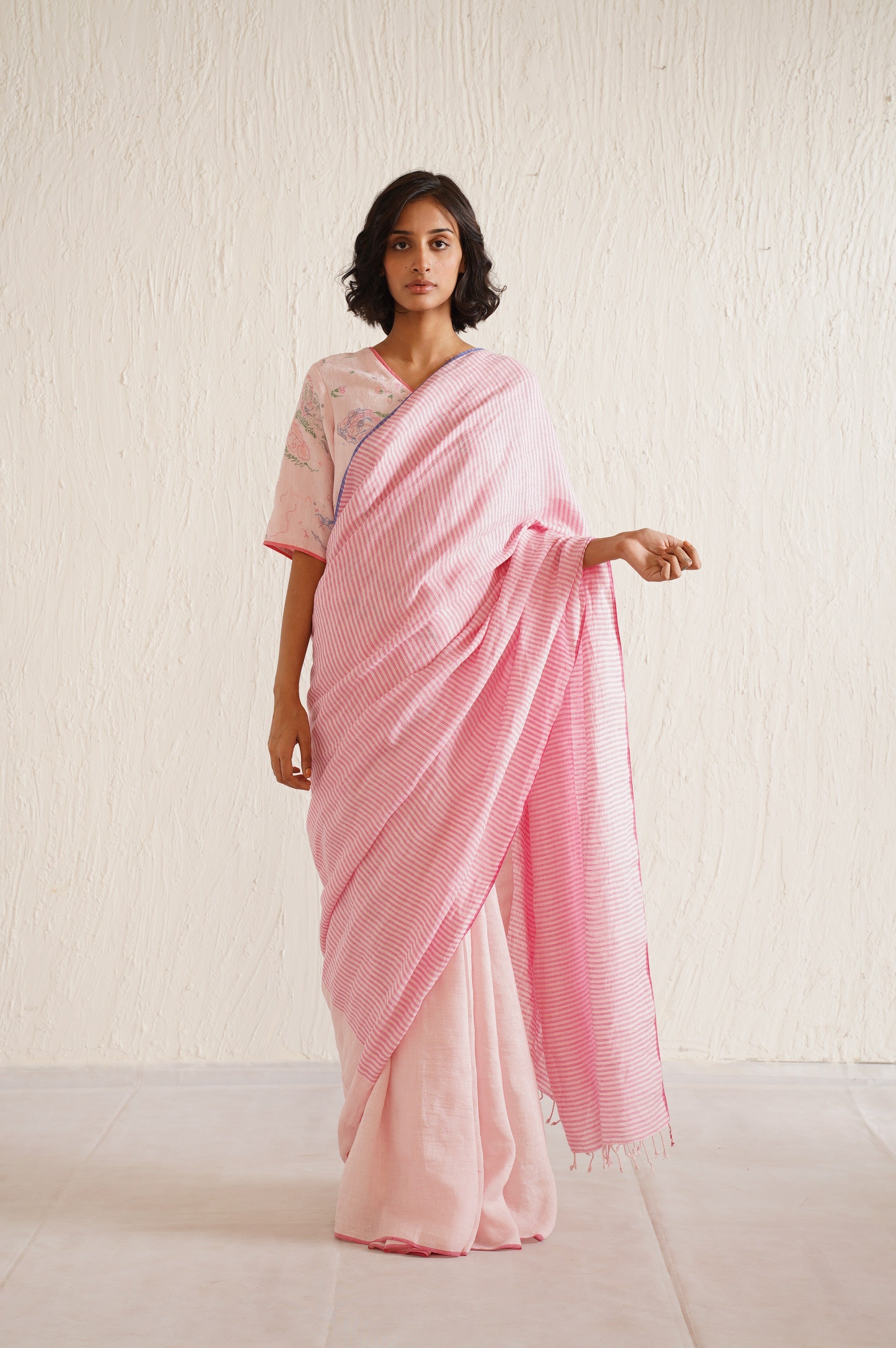 PINK STRIPER SAREE