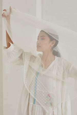 SILK ORGANZA STOLE WITH EMBROIDERY