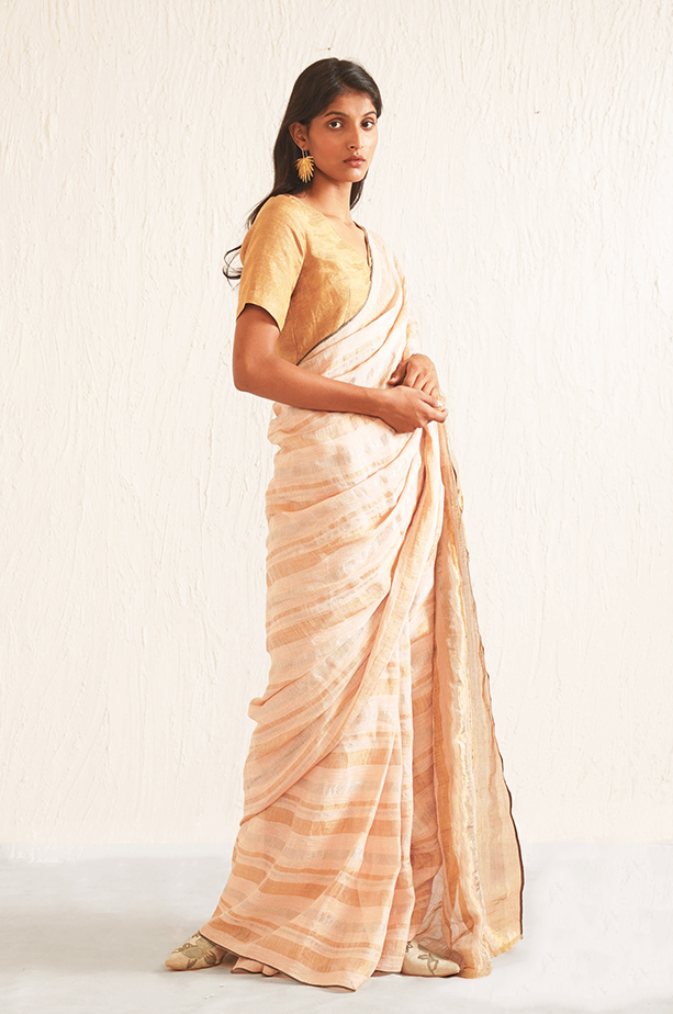 PEACH STRIPER SAREE