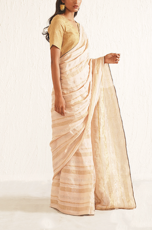PEACH STRIPER SAREE