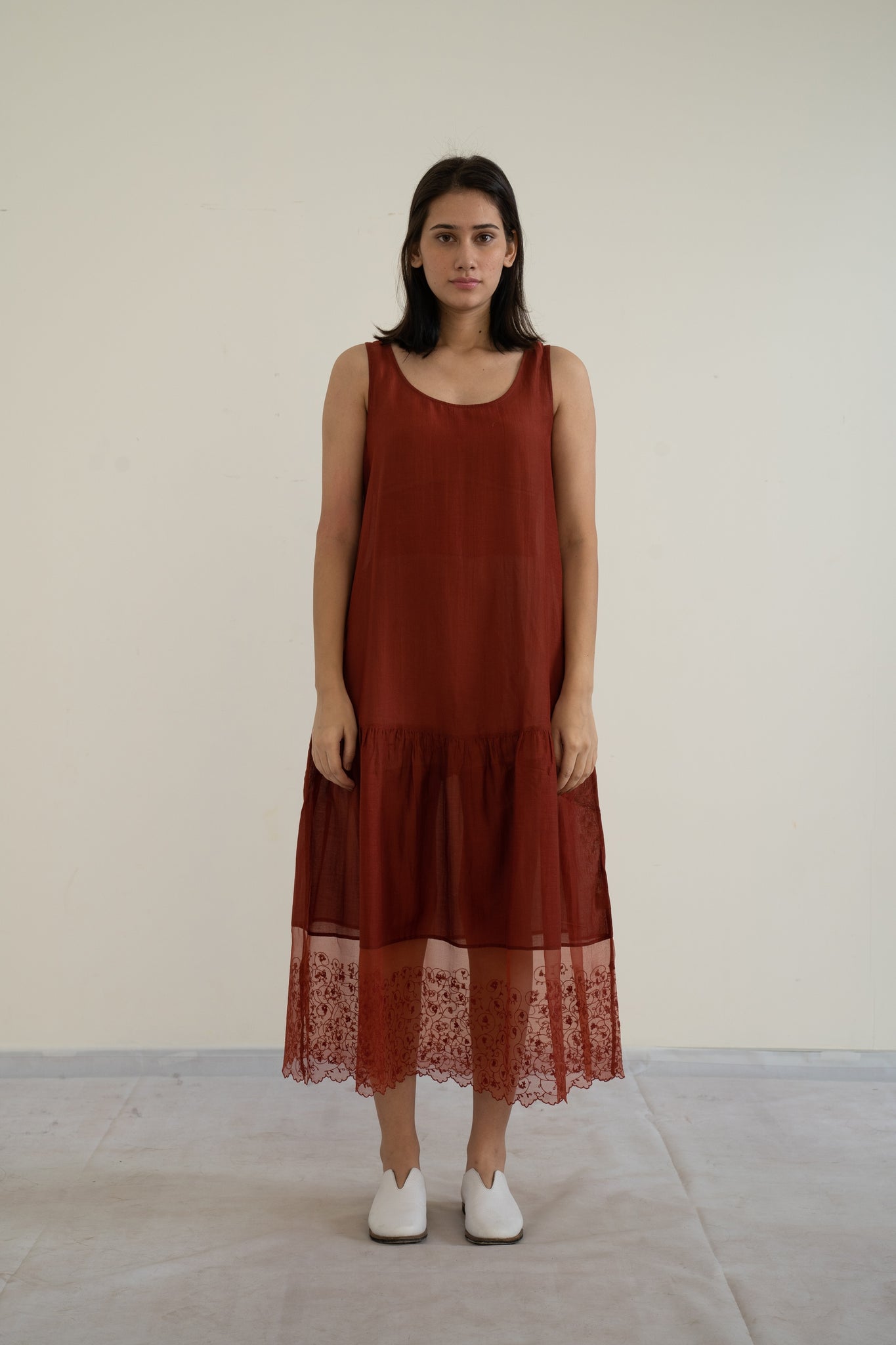 COTTON SILK UNDERLAYER WITH ORGANZA