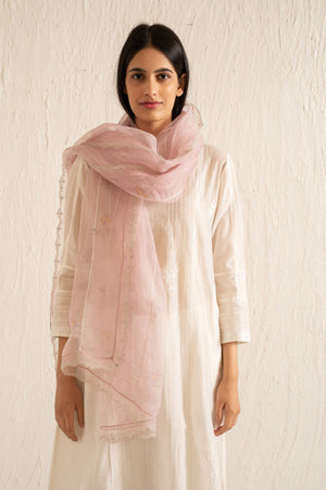 PRINTED ORGANZA STOLE WITH GOTA