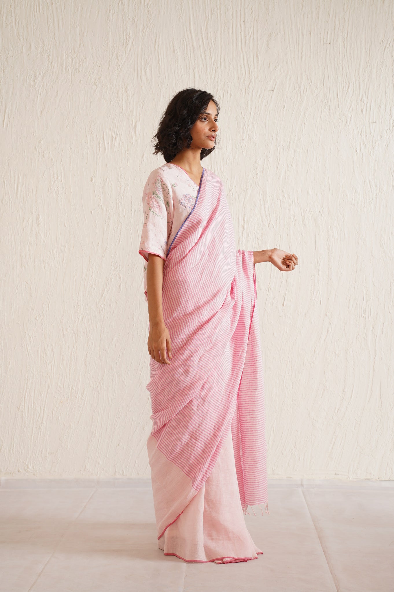 PINK STRIPER SAREE