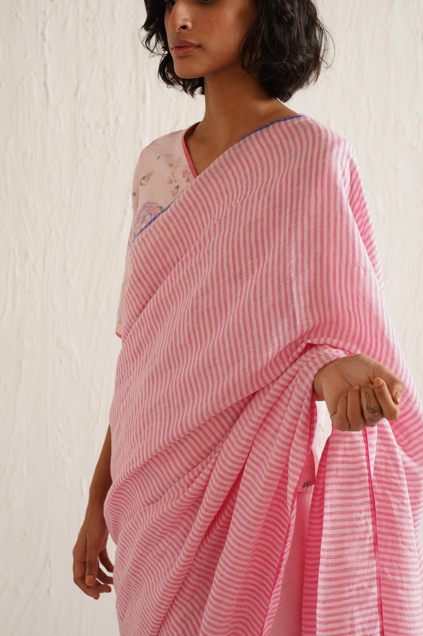 PINK STRIPER SAREE